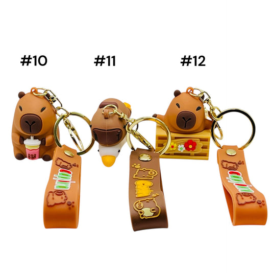 Capybara Character Keychains – Adorable Collectible Charms with Strap (18 Styles)