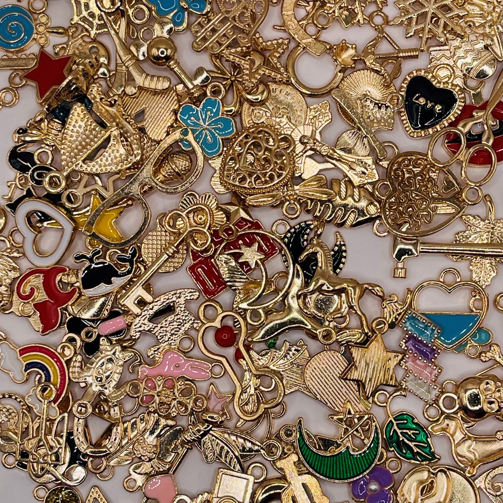 Assorted Gold Plated Enamel Pendant Charms