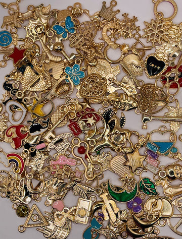 Assorted Gold Plated Enamel Pendant Charms