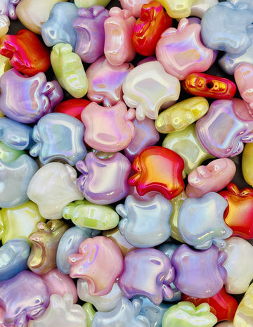 Iridescent Apple Acrylic Beads – Pastel Teacher Gift Beads for Pens & DIY Crafts