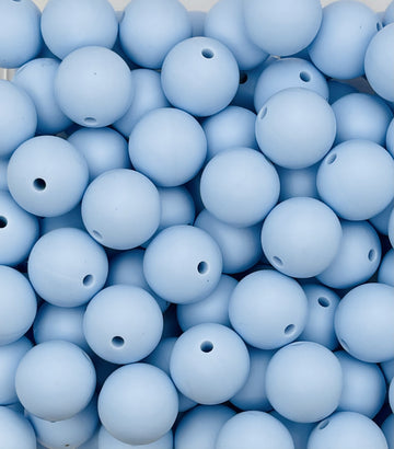 Soft Baby Blue Silicone Bead Collection: Round Beads for DIY Crafts & Jewelry.