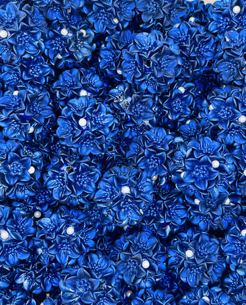 Royal Blue Pearl Flower Beads – 3D Floral Spacer Beads