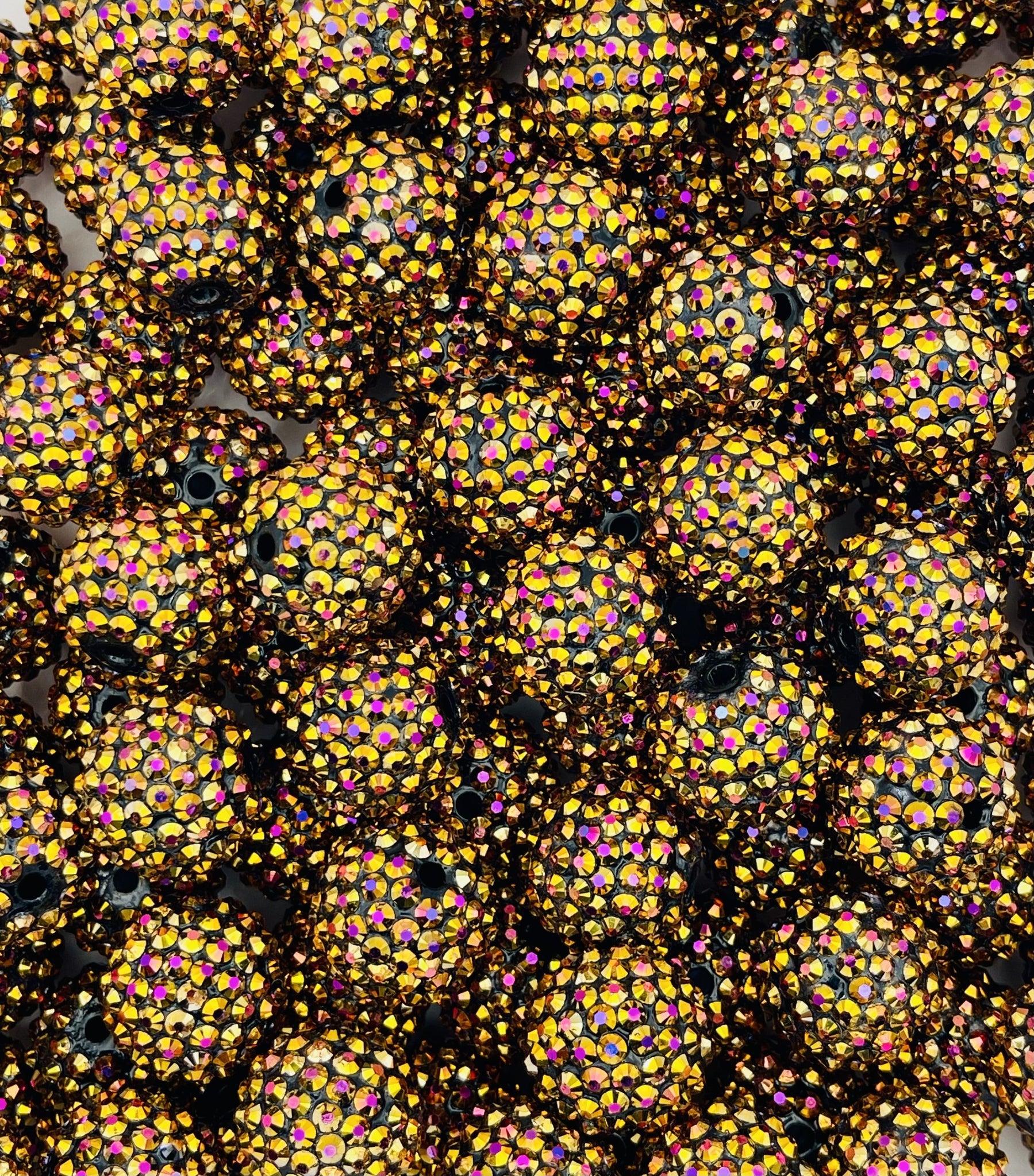Midnight Sparkle: Black-Gold AB Rhinestone Beads