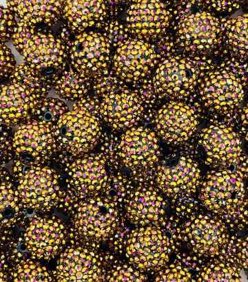 Midnight Sparkle: Black-Gold AB Rhinestone Beads