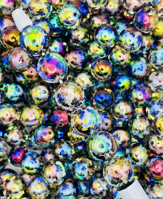 Iridescent Black Butterfly Beads