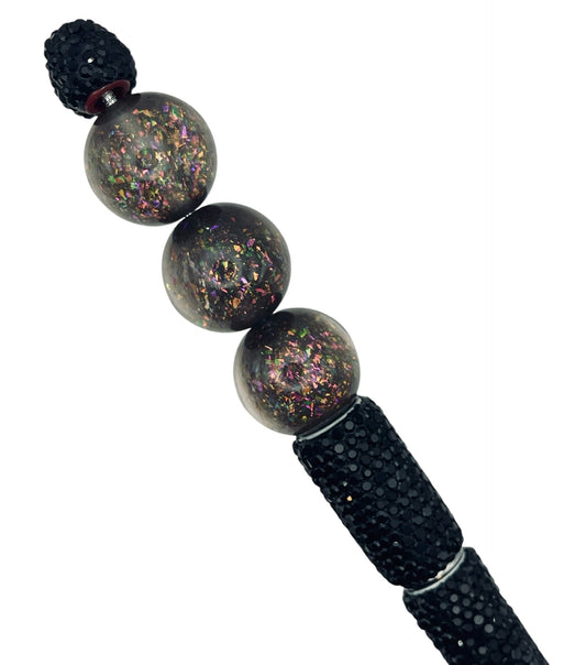 Midnight Confetti Glitter Beads – Black Color Shift Acrylic Beads for Pens