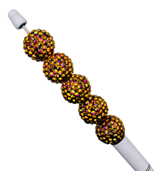 Midnight Sparkle: Black-Gold AB Rhinestone Beads