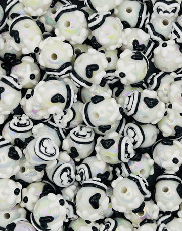 Black & White Hand-Painted Bead Collection: Bold Monochrome Accents for DIY Crafts