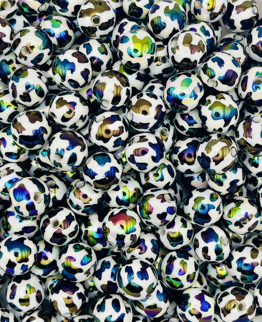 Rainbow Chrome Cow Print Beads