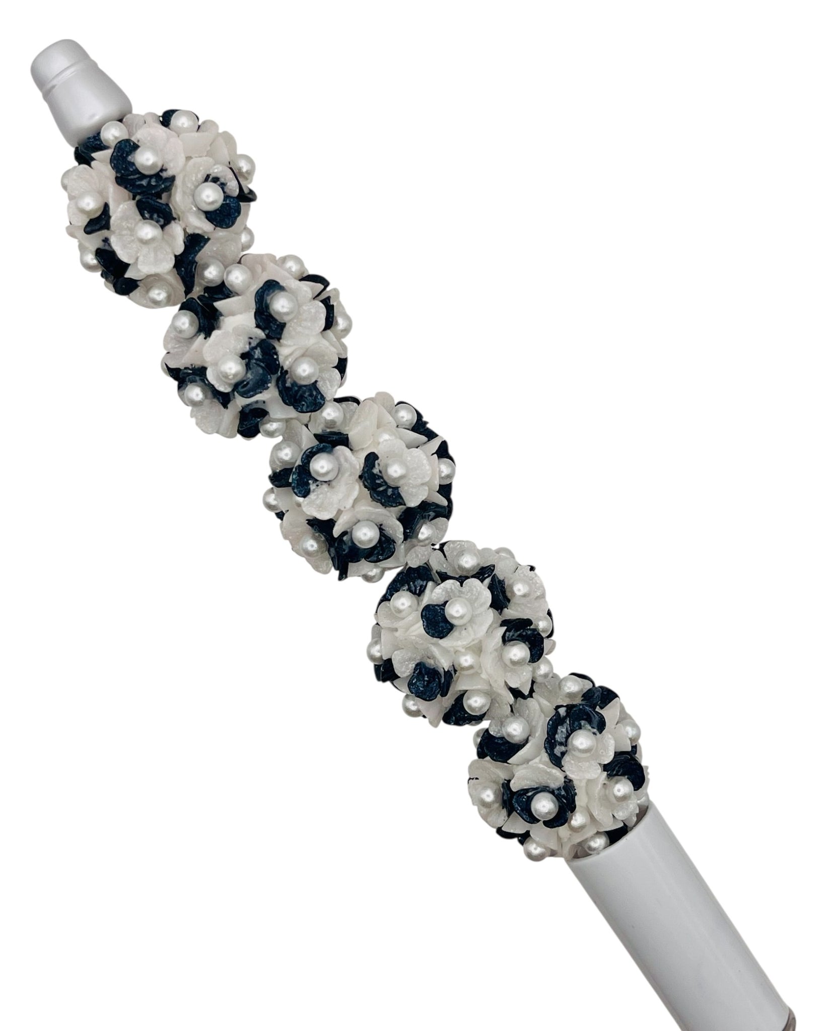 Black & White Floral Pearl Beads