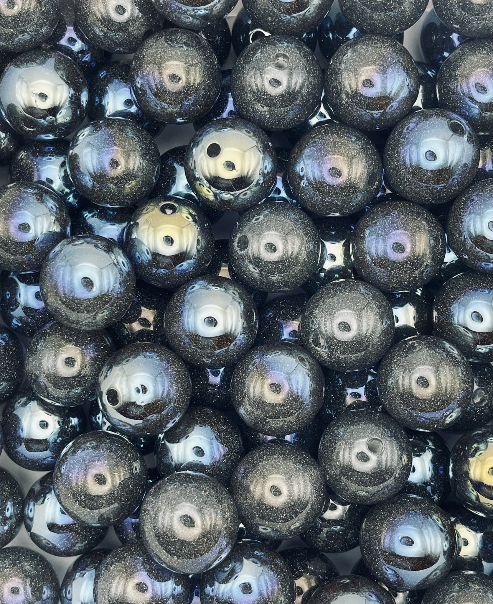 Black Glitter Beads