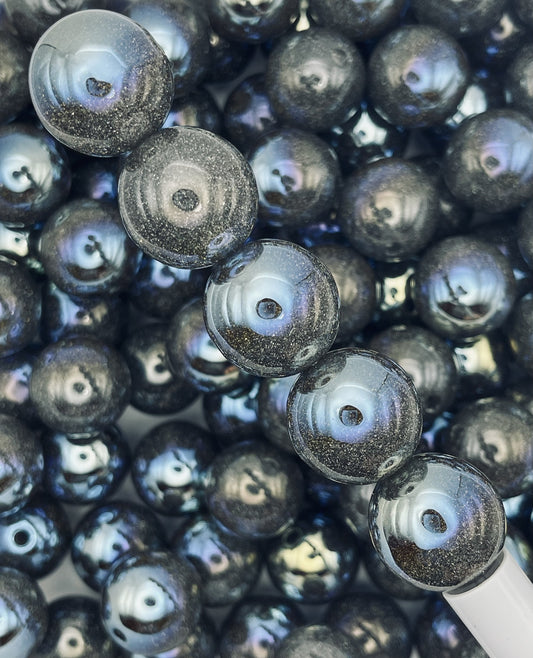 Black Glitter Beads