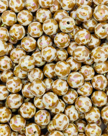 Glossy Brown Cow Print Beads
