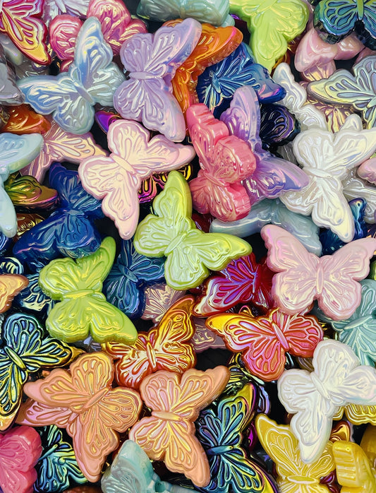 Shimmering Butterfly Bead Collection – Colorful &amp; Glossy 3D Butterfly Beads