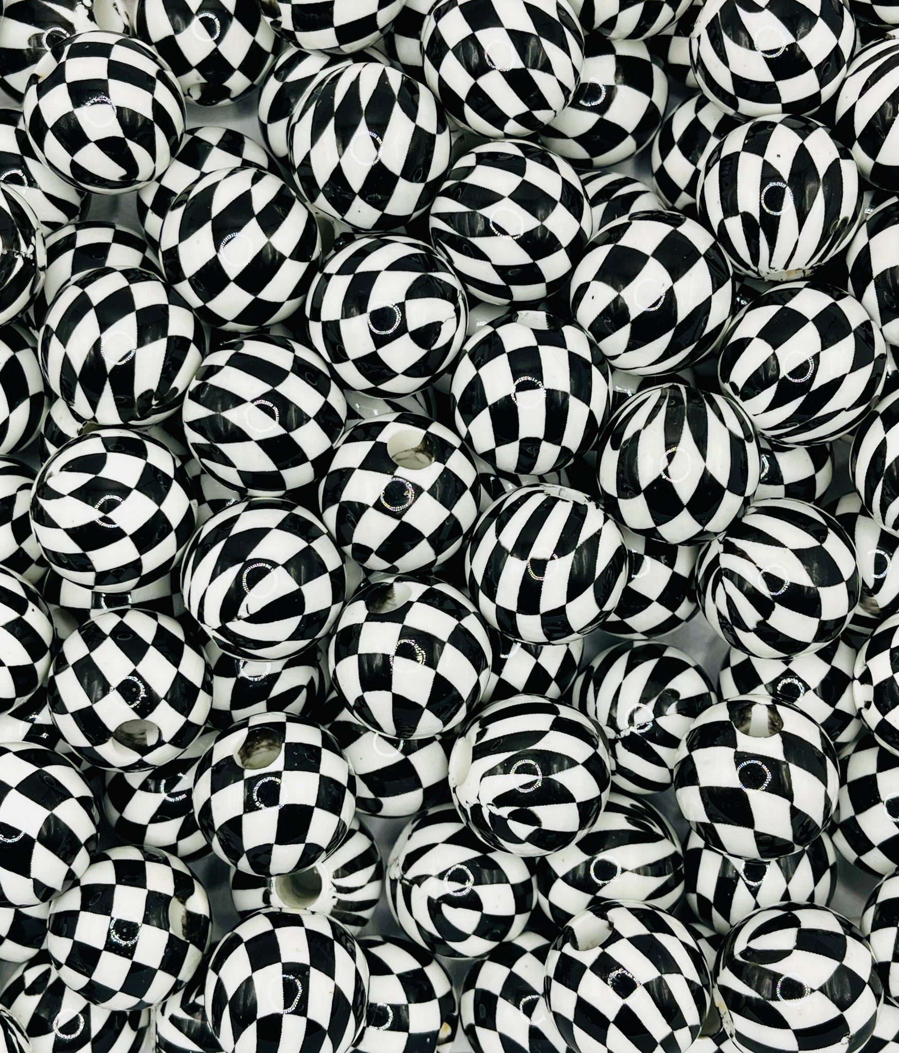 Black & White Checkered Beads | Large Hole, Bold Style, Perfect for Jewelry & Pens