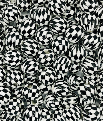 Black & White Checkered Beads | Large Hole, Bold Style, Perfect for Jewelry & Pens