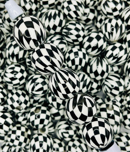 Black & White Checkered Beads | Large Hole, Bold Style, Perfect for Jewelry & Pens