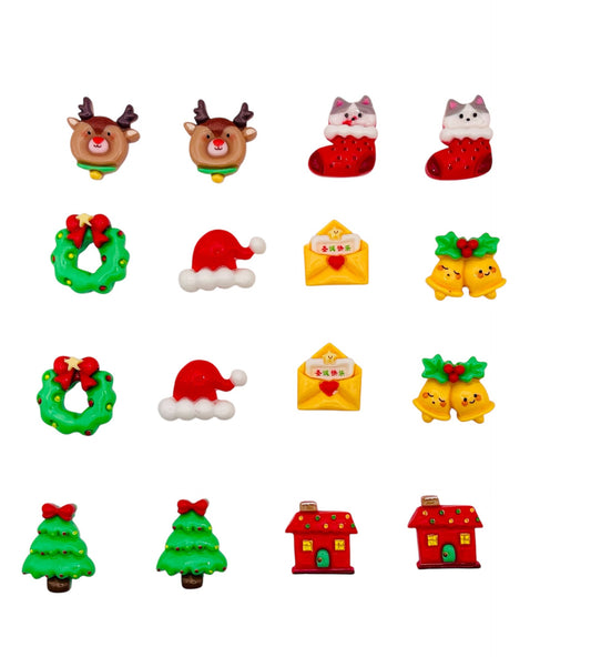 Whimsical Holiday Charm Set: Reindeer, Festive Cats, Wreaths & Christmas Icons