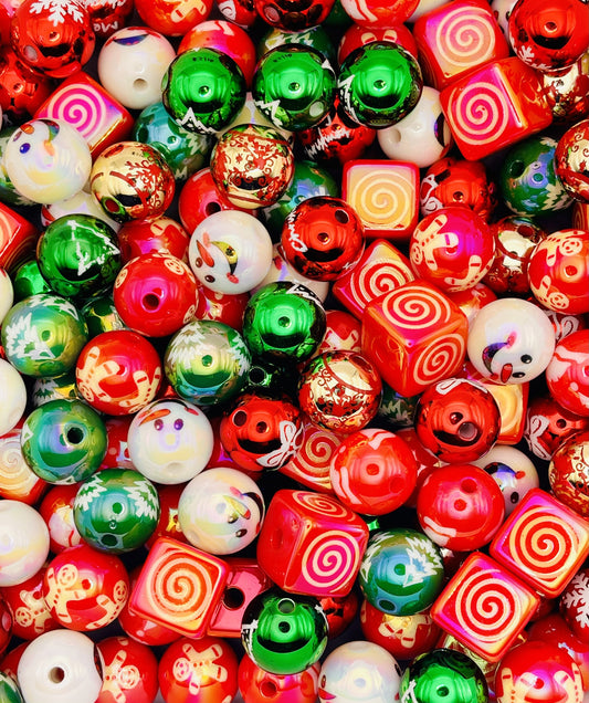 Christmas Wonderland Bead Mix: Festive Snowman, Candy Swirl & Holiday Charms Collection