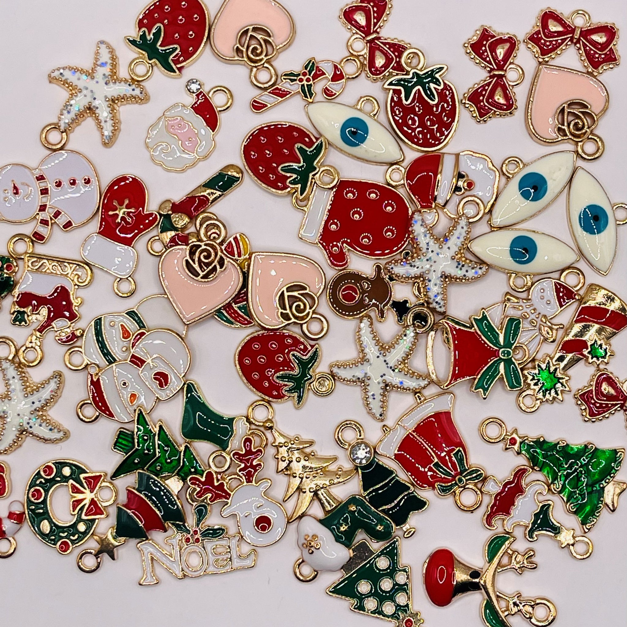 Assorted Gold Plated Enamel Christmas Pendant Charms