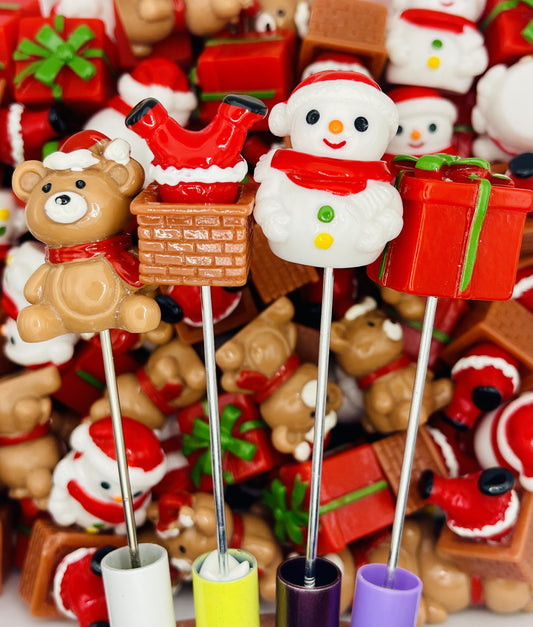 Christmas Pen Toppers Set: Santa, Snowmen, Gifts & Holiday Characters Collection