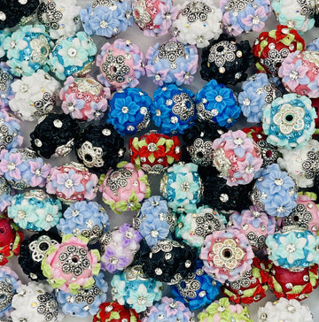 Clay Beads with small flowers