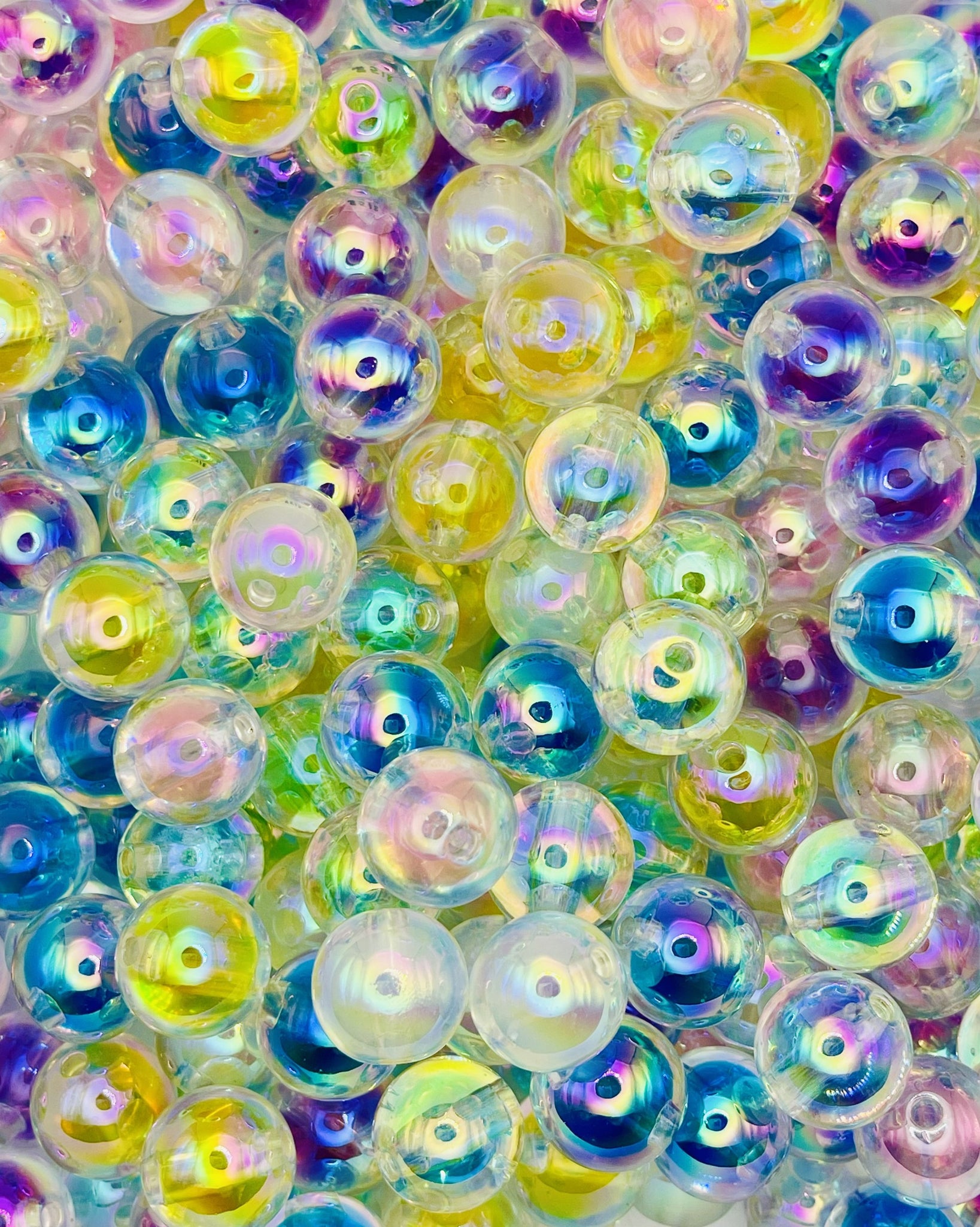 Clear Colorful Double-Wall Beads – Iridescent Glow for Jewelry & DIY Crafts