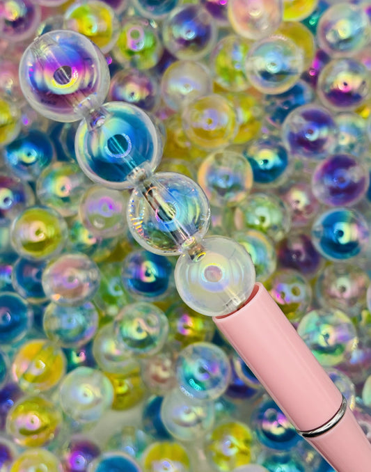 Clear Colorful Double-Wall Beads – Iridescent Glow for Jewelry & DIY Crafts
