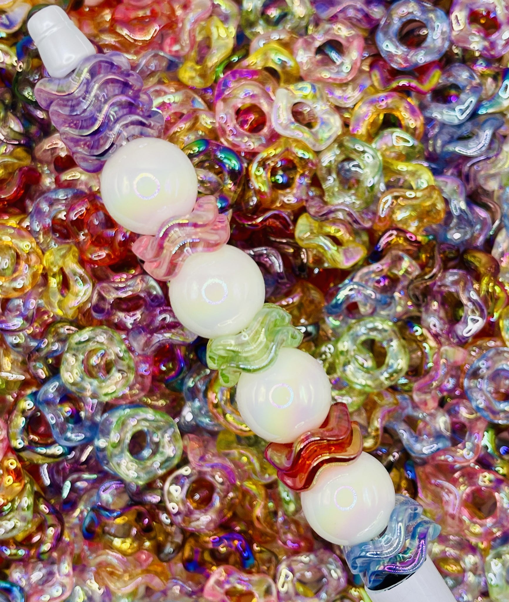 Clear Colorful Wavy Spacer Beads