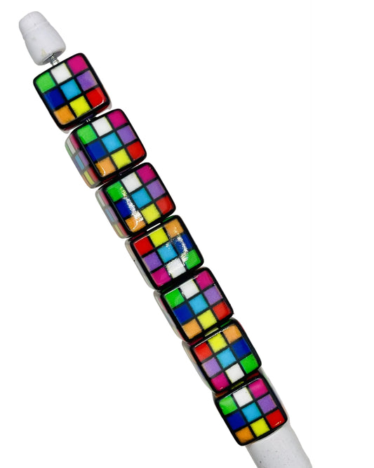 Color Block Cube Beads – Retro Acrylic Square Beads for Pens & DIY Crafts