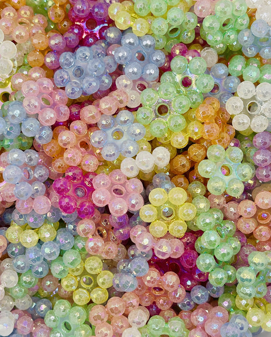 Colorful Faceted Flower Spacer Beads
