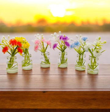 Mini Flower Jar Set – Colorful Faux Florals in Glass Vases