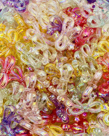 Iridescent Bow Beads – Whimsical & Colorful Accents for Jewelry & DIY Crafts