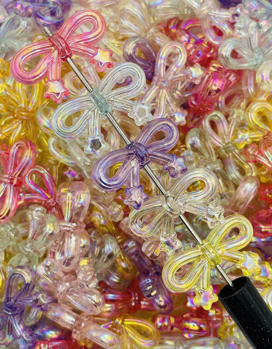 Iridescent Bow Beads – Whimsical & Colorful Accents for Jewelry & DIY Crafts