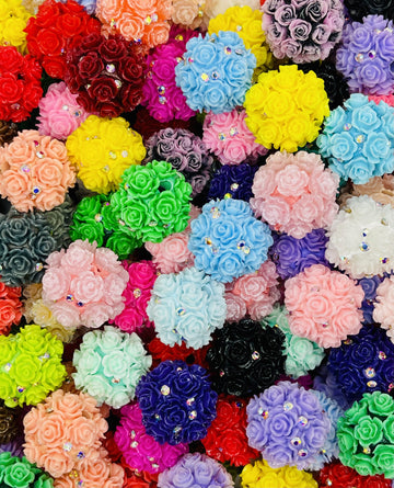 Colorful Rose Cluster Beads with Diamond Accents