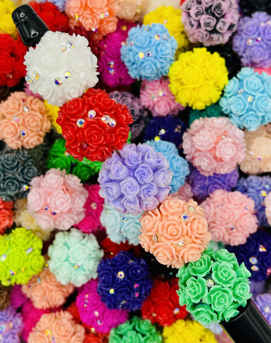 Colorful Rose Cluster Beads with Diamond Accents