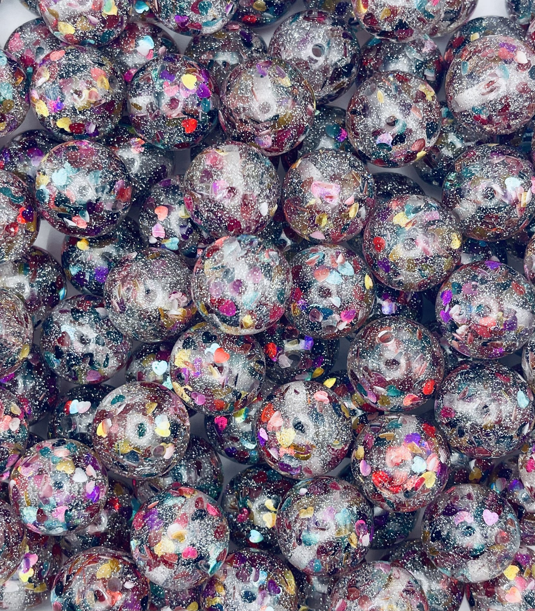 Confetti Glitter Heart Beads