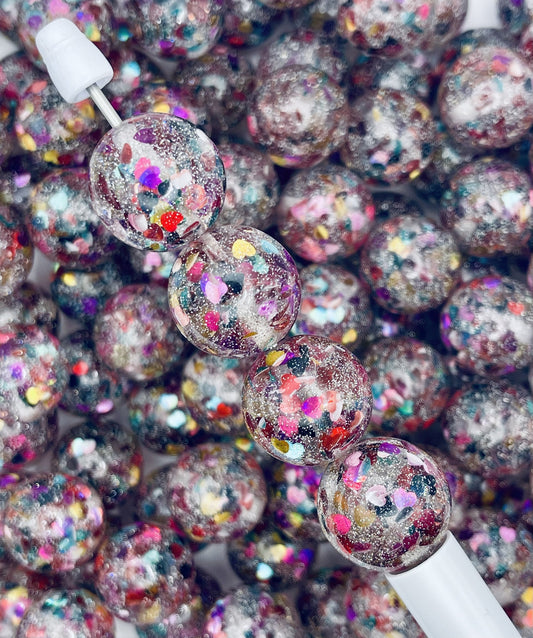Confetti Glitter Heart Beads