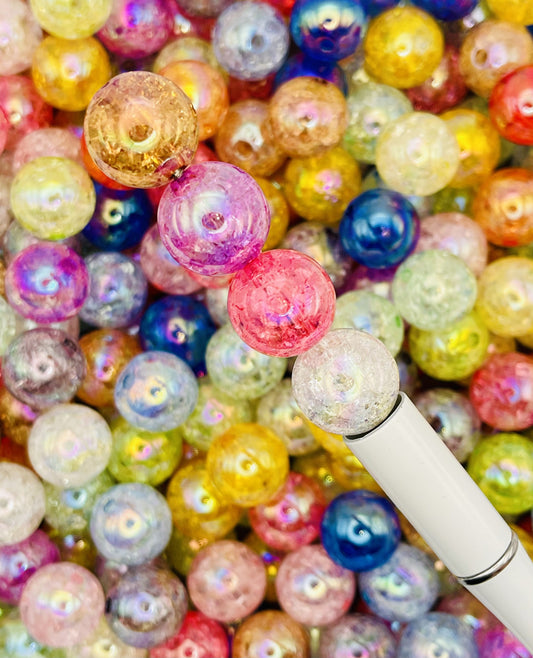 Rainbow Crackle Bead Collection – Multi-Color Iridescent Beads