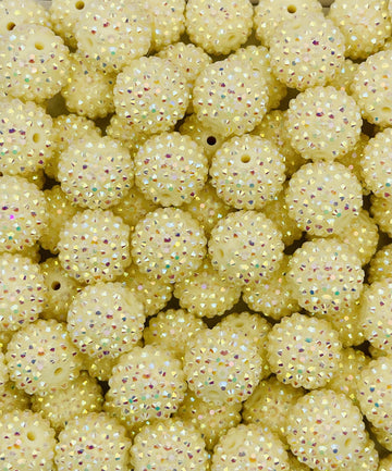 Cream Rhinestone Bubblegum Beads – Elegant Sparkle for DIY Jewelry & Crafts
