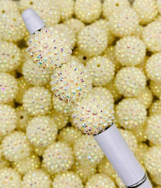 Cream Rhinestone Bubblegum Beads – Elegant Sparkle for DIY Jewelry & Crafts