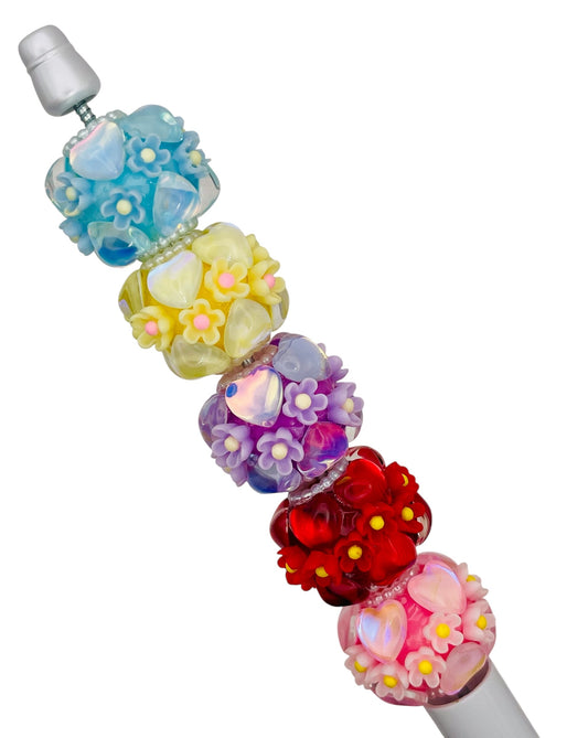 Daisy Flower & Heart Beads