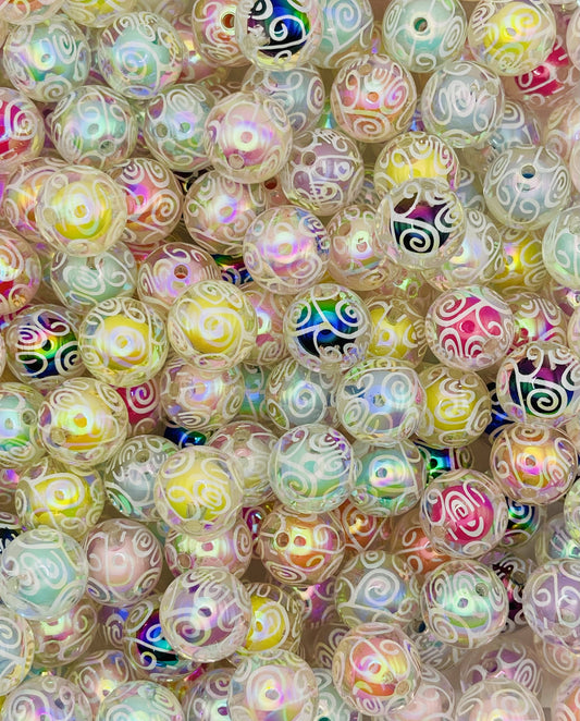 iridescent swirl-patterned double-wall beads!