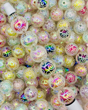 iridescent swirl-patterned double-wall beads!