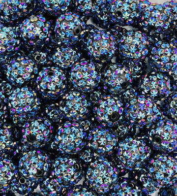 Blue Galaxy Diamond Cut Rhinestone Beads