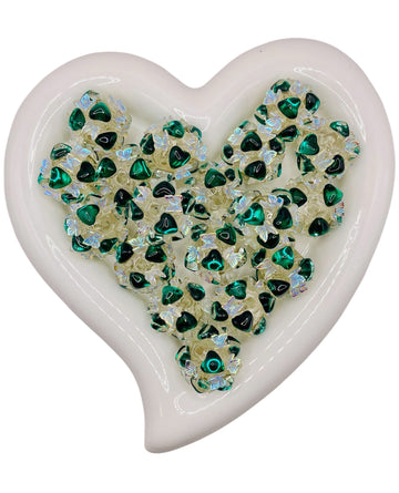 Emerald Green Butterfly Heart Beads