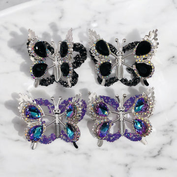 Rhinestone Butterfly Beads with Moveable Wings – Dynamic Elegance for Jewelry & Crafts