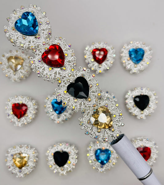 Metal Heart  with Gem Center!