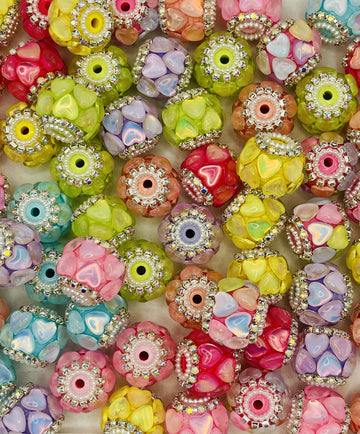 Rhinestone Heart Cluster Beads!