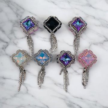 Rhinestone Square Beads with Dangling Chains – Luxurious Sparkle for DIY Creations